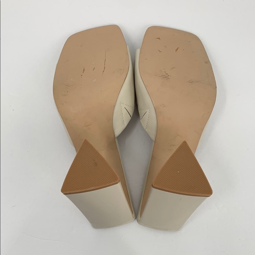 Steve Madden Twist slide heel sandal shoe sculptural heel triangle cream mule 10 - Picture 6 of 7